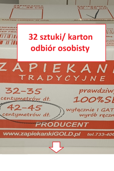 karton "standardowy" - 32 sztuki, ręcznie produkowanej kraftowej zapiekanki w wersji GOLD, smak rodem z lat 80 XX wieku, skład zgodnie z etykietą dł. 42-45cm, ZAKUP NIE UWZGLĘDNIA TRANSPORTU - ODBIÓR OSOBISTY ................................................................. poniższa kwota jest kwotą ostateczną z VAT-em